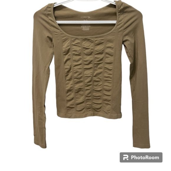 Free People Tops - NWOT Free People Stay Here Seamless Long Sleeve Sage Beige Size M/L
